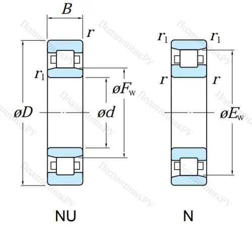 Роликовый цилиндрический подшипник N 211 от производителя  KOYO