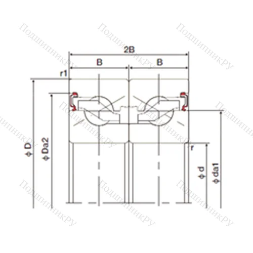 Подшипник шариковый упорно-радиальный спаренный 40TAB 07DB-2LR от производителя  NACHI