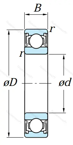 Однорядный шариковый подшипник 6802 2RS