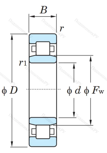 Роликовый цилиндрический подшипник NU 309 от производителя  KOYO