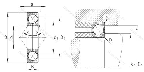 Радиально-упорный шариковый подшипник QJ 214 MPA от производителя  FAG