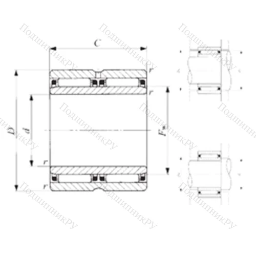 Подшипник игольчатый радиальный NAFW 457240