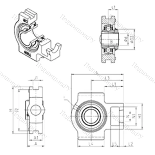 Подшипниковый узел шариковый радиальный UKT 213H