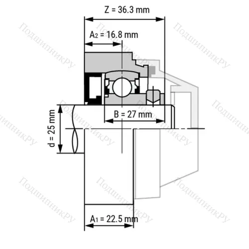 Подшипниковый узел WP-SSBFL 205 - Вал: 25 мм от производителя  LPZ