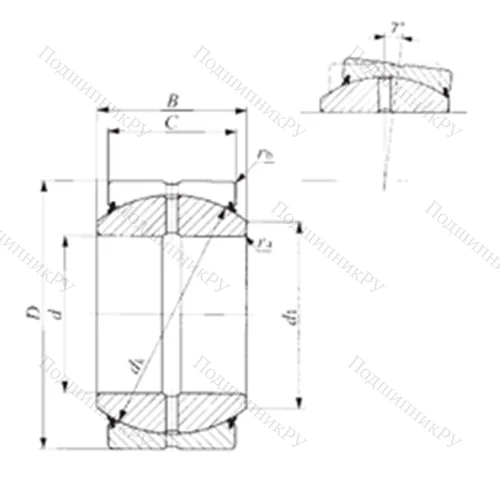 Подшипник скольжения сферический SBB 56-2RS