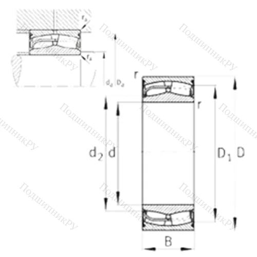 Подшипник роликовый радиальный самоцентрирующийся 24034-E 1-2VSR-H 40