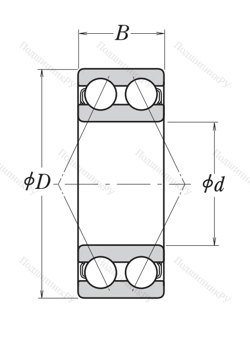 Двухрядный шариковый подшипник 3308 B 2ZRTNG C 3