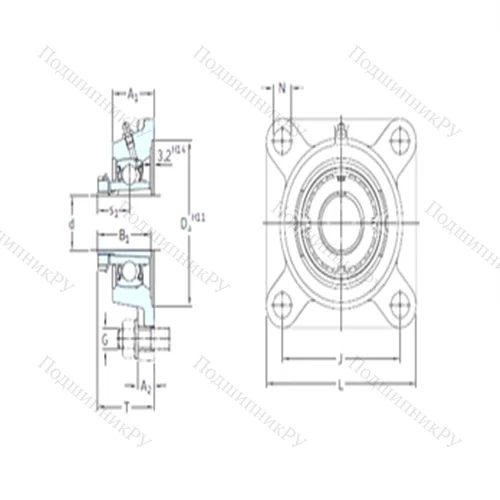 Подшипниковый узел шариковый радиальный FYJ 40 KF+H 2308