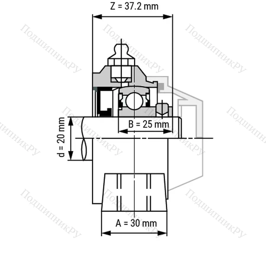 Подшипниковый узел WP-SSBP 204 - Вал: 20 мм