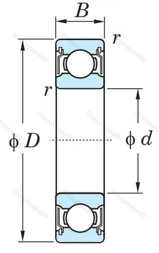 Однорядный шариковый подшипник 6224 ZZX C 3